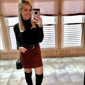 Copper key camel corduroy skirt